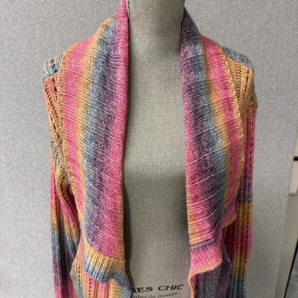ModCloth Rainbow Ombre Belted Long Cardigan Sweater Size Large NEW NWT - Picture 9 of 11